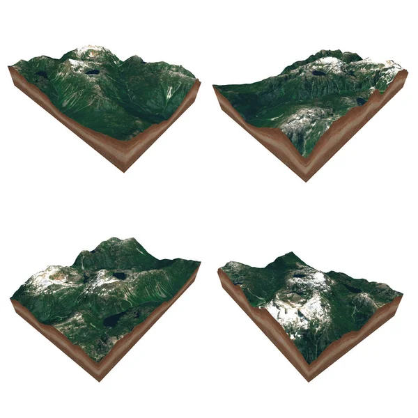 Visual Views All Sides Virtual Landscape Infographics Cutout Map Terrain — Stock Photo, Image