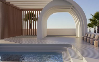 Özel yüzme havuzu. 3B Hazırlama.