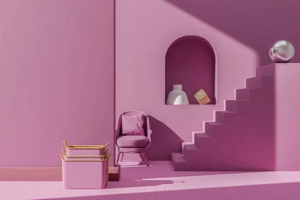 Pink room minimalism light and shadow.