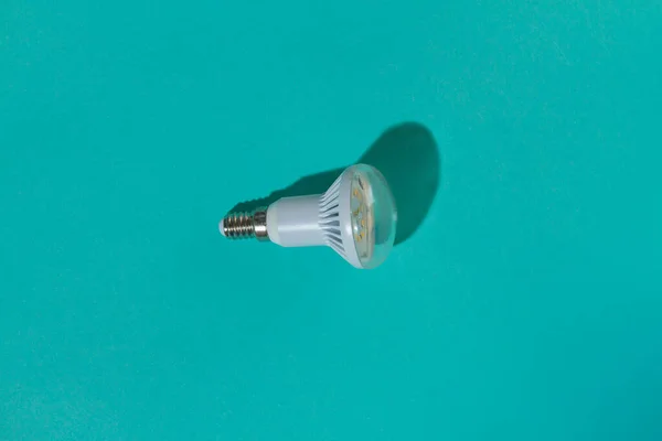 Led Light Bulb Blue Background Transparent Housing Light Bulbs Leds — Stock Photo, Image