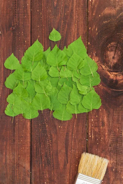 Concepto Dibujo Con Cepillo Primavera Hojas Árboles Verdes —  Fotos de Stock