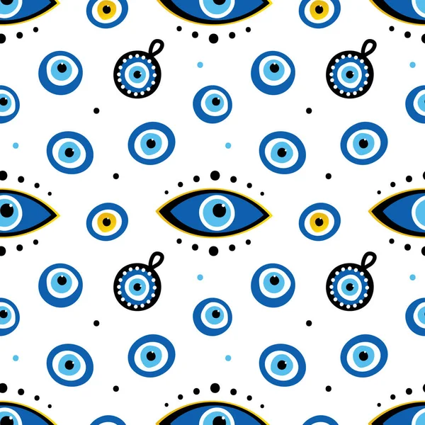 Turkish Blue Eye Shaped Amulets Nazar Talismans Vector Seamless Pattern Stock Illustration