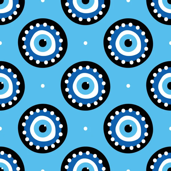 Vector Seamless Pattern Background Conceptual Decorated Blue Evil Eyes Symbols Stock Illustration