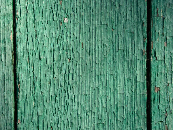 Una Parete Legno Verde Con Vernice Peeling Struttura Delle Tavole — Foto Stock