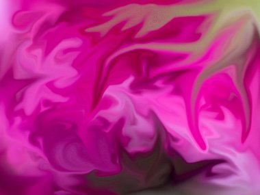 Yeşil ve diğer renklerle karıştırılmış soyut pembe ve beyaz çiçek desenleri.