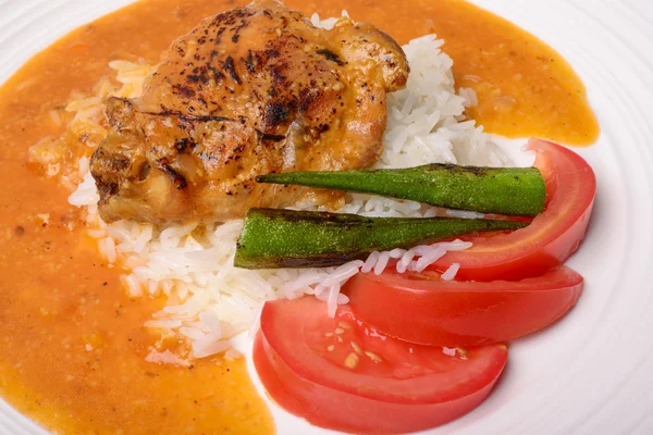 Chicken Stew with Rice, Okra and Tomatoes — Stock Photo, Image