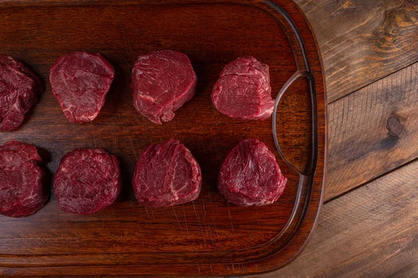 Filé Fresco Cru Mignon Com Corte Pronto Para Cozinhar — Fotografia de Stock