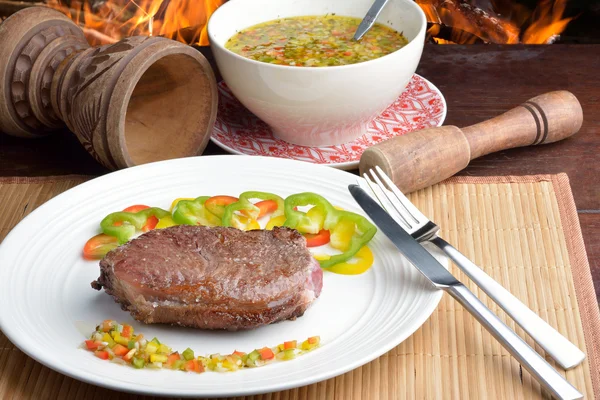 Roast steak with vinaigrette — Stock Photo, Image