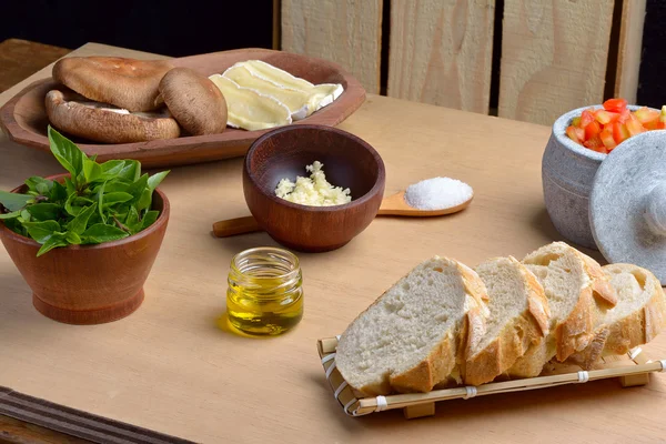 Italienska Bruschetta Mise En Place — Stockfoto