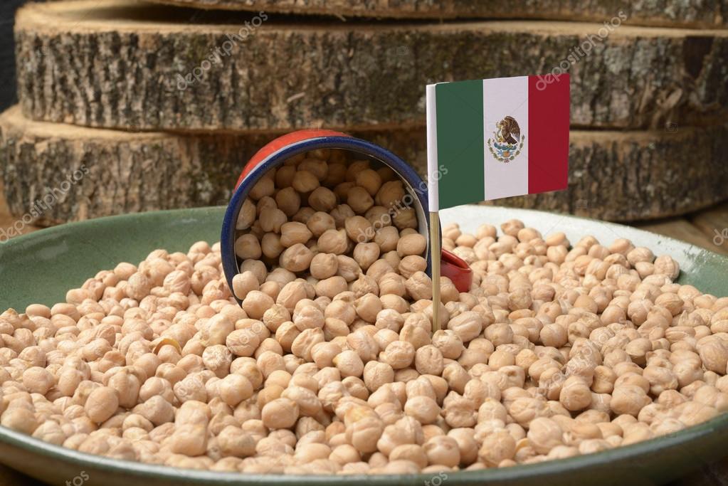 Chickpeas or Garbanzo Beans With Mexico Flag — Stock Photo © trindade51