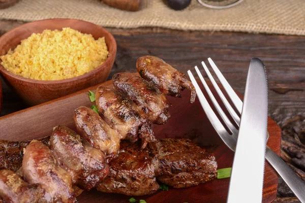 Beef and Chicken Hearts Kebabs — Stock Photo, Image