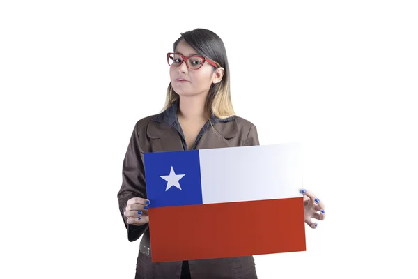 Geschäftsfrau mit chilenischer Flagge — Stockfoto