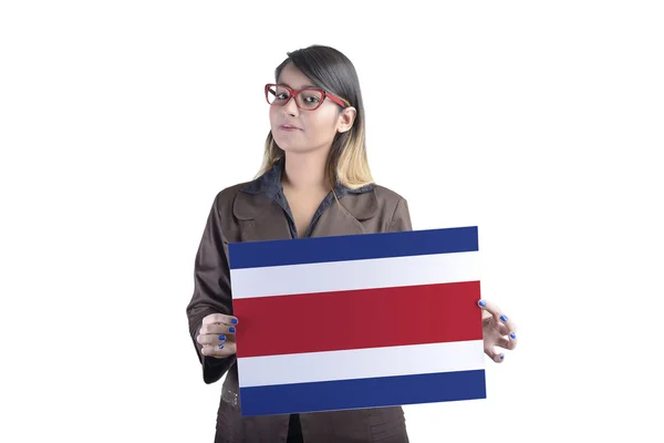 Geschäftsfrau mit Costa Ricas Fahne — Stockfoto