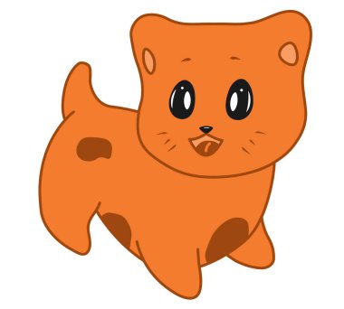 Şirin kahverengi köpek. Çocuk çizgi film tarzında şirin düz vektör çizimleri. Komik bir karakter. Beyaz arkaplanda izole