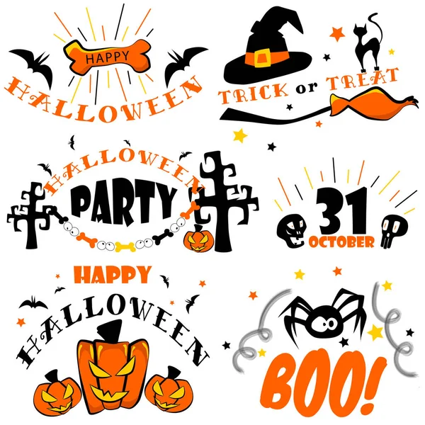 Conjunto Iconos Para Halloween Elementos Diseño Para Las Vacaciones Colores — Vector de stock