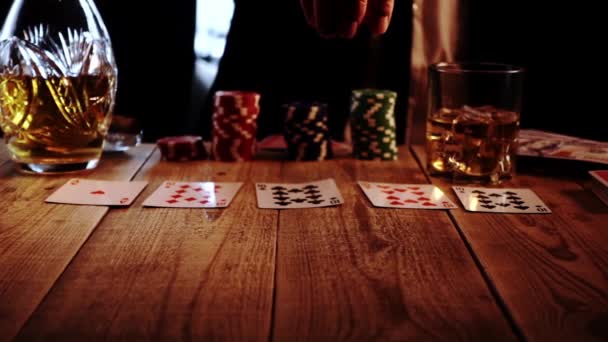 Poker player is throwing two dices during the game in a slow motion — Wideo stockowe