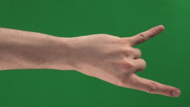 Verzameling van mannelijke hand positieve en negatieve gebaren op een groen scherm — Stockvideo