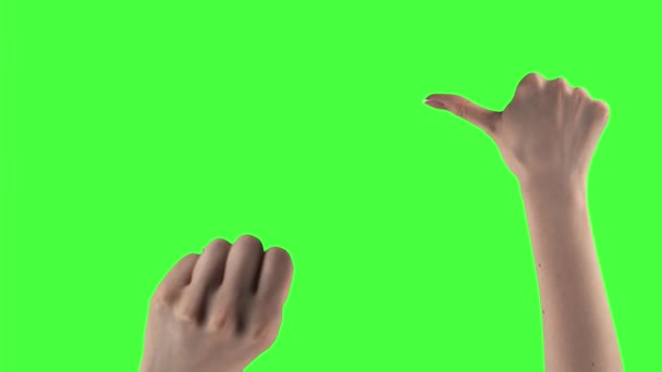 Package of different 21 hands gestures shown on a green screen — Αρχείο Βίντεο