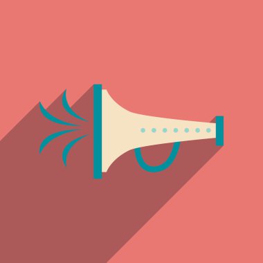 Uzun gölge megafon carnaval düz web simgesi