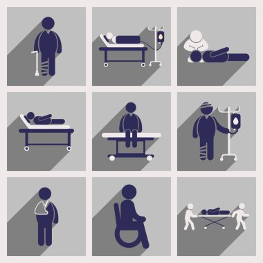 Modern düz simgeler koleksiyonu ile uzun gölge hastalarında