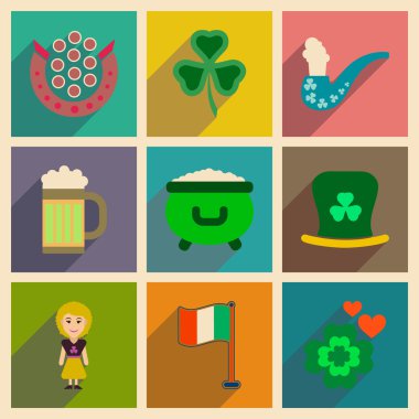 Düz kutsal kişilerin resmi ile uzun gölge St Patricks Festivali kavramı