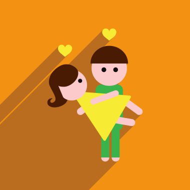 Aşıklar uzun gölge çifti ile düz web simgesi