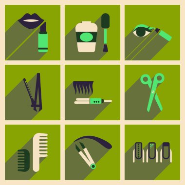 Modern düz simgeler koleksiyonu gölge kozmetik ile vektör