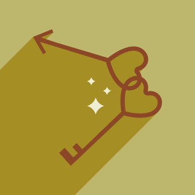 Uzun gölge ile düz web simgesi kalp tuşları