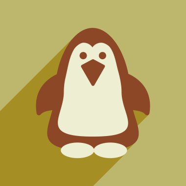 Uzun gölge penguen düz web simgesi