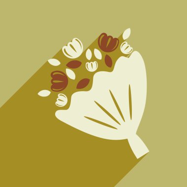 Uzun gölge gelinler buket ile düz web simgesi