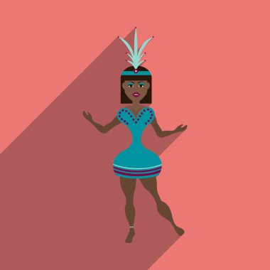 Uzun gölge Brezilyalı dansçı ile düz web simgesi