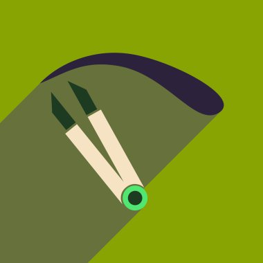 Uzun gölge kadın kaş cımbız ile düz simgesi