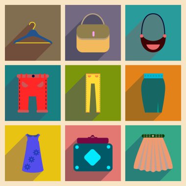 Uzun gölge giysileri ile düz simgeler kavramı