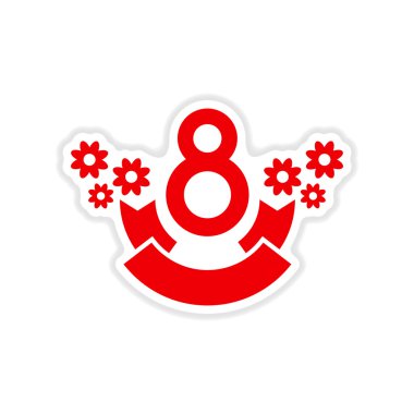 Beyaz arka planda kadın gün kağıt etiket