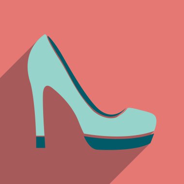 Uzun gölge stiletto topuklar ile düz simgesi