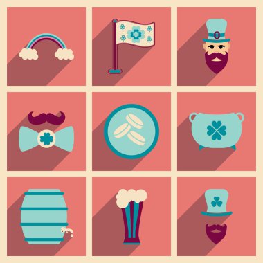 Düz kutsal kişilerin resmi ile uzun gölge St Patricks Festivali kavramı