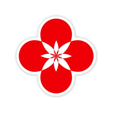 Kağıt etiket beyaz zemin çiçek siluet