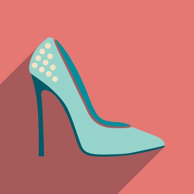 Uzun gölge stiletto topuklar ile düz simgesi