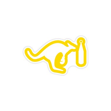 Beyaz arka plan kanguru kutusu used bulunan şık kağıt etiket