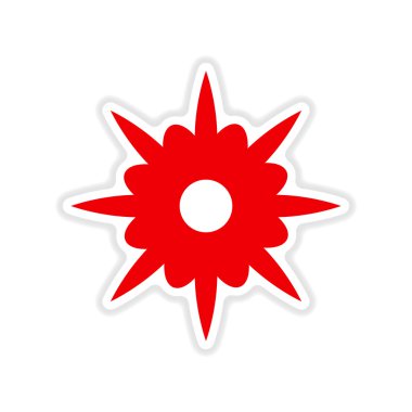 Kağıt etiket beyaz zemin çiçek siluet