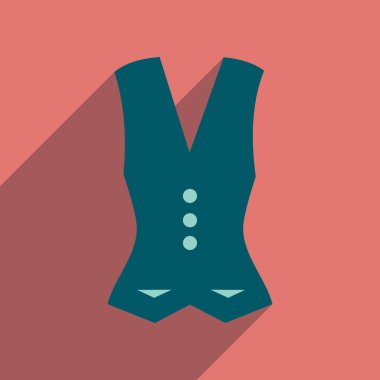 Uzun gölge kadın yelek ile düz simgesi