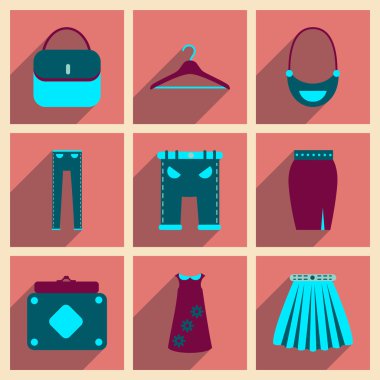 Uzun gölge giysileri ile düz simgeler kavramı