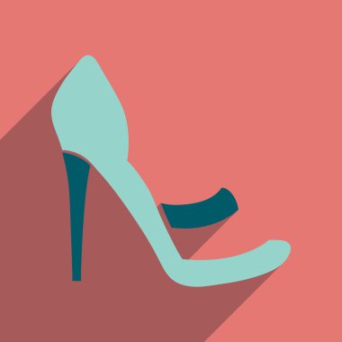 Uzun gölge stiletto topuklar ile düz simgesi