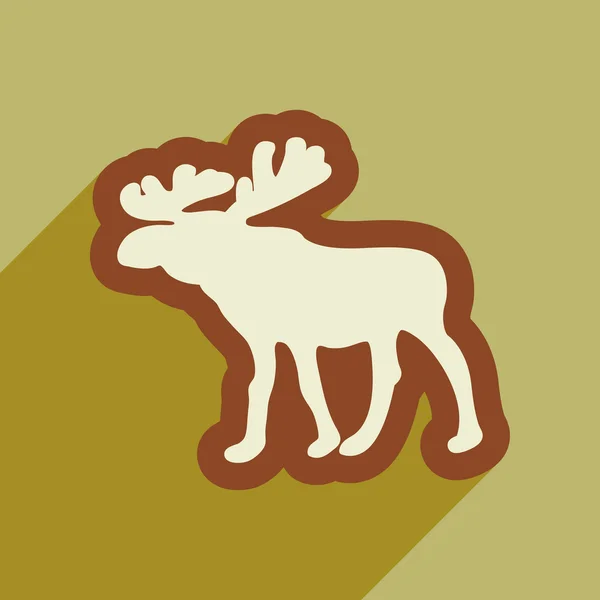 Platte web pictogram met lange schaduw Elk — Stockvector