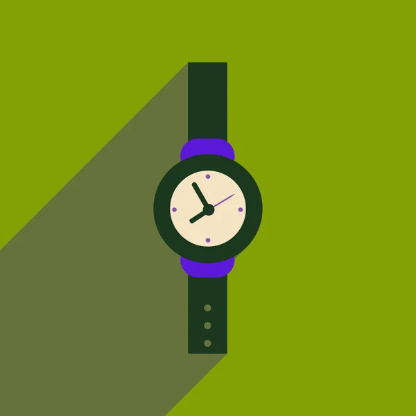 Icono plano con sombra larga Men Watch — Vector de stock