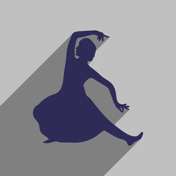 Icône plate moderne avec longue ombre danseuse indienne — Image vectorielle