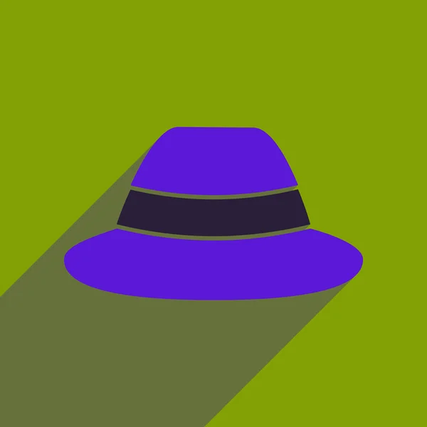 Icono plano con sombrero de sombra largo hipster — Vector de stock