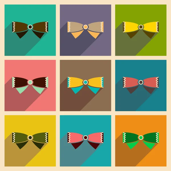 Modern flat icons vector collection with shadow butterfly tie — Stock Vector