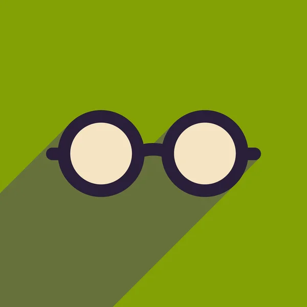 Hosszú árnyék csípő szemüveg lapos ikon — Stock Vector