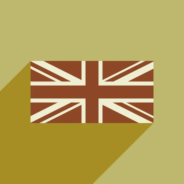 Ícone plano com sombra longa bandeira britânica — Vetor de Stock